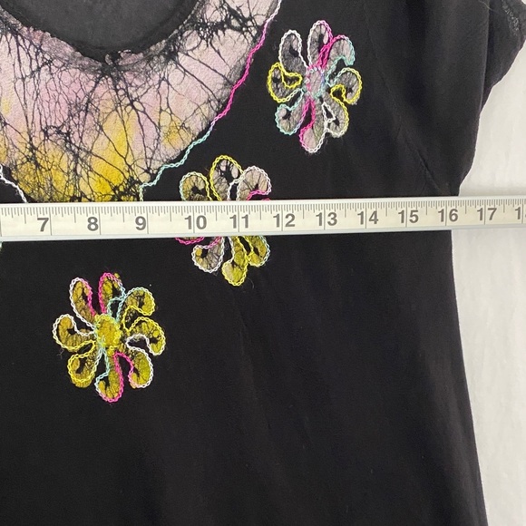 Shiva Fashions Umbrella Dress Black with Floral Patterns Midi Length - Picture 11 of 14